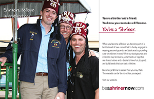 Be A Shriner Now brotherhood flier horizontal