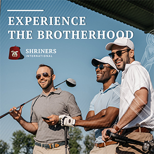 Experience the Brotherhood, three men golfing