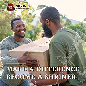 Make a difference, become a Shriner, two men moving a box